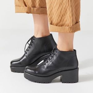 Vagabond Dioon Chelsea Black Boots Lace Up Chunky Block Heel size 10